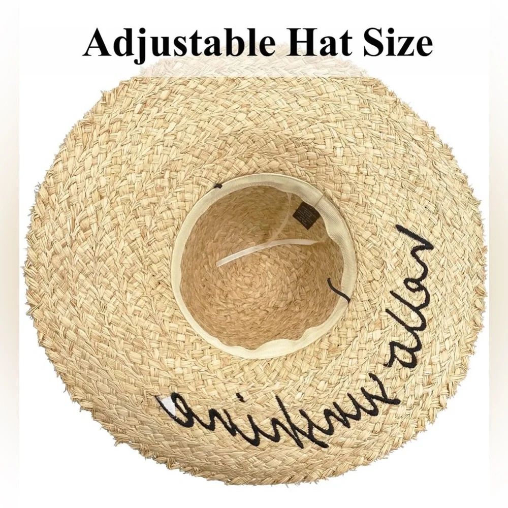 🔥2for$20 Straw Sun Hat - "Hello Sunshine" Wide Brim - Natural - CRUSHABLE - Picture 5 of 11